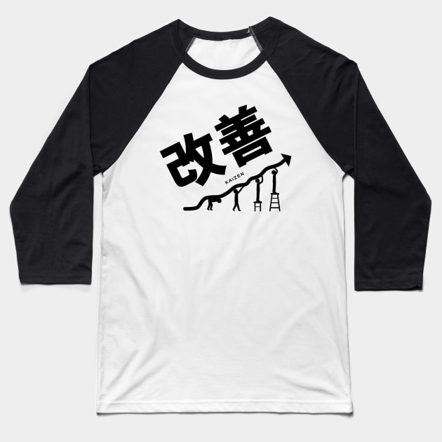 Kaizen (Continuous improvement) White Baseball T-Shirt by Issho Ni